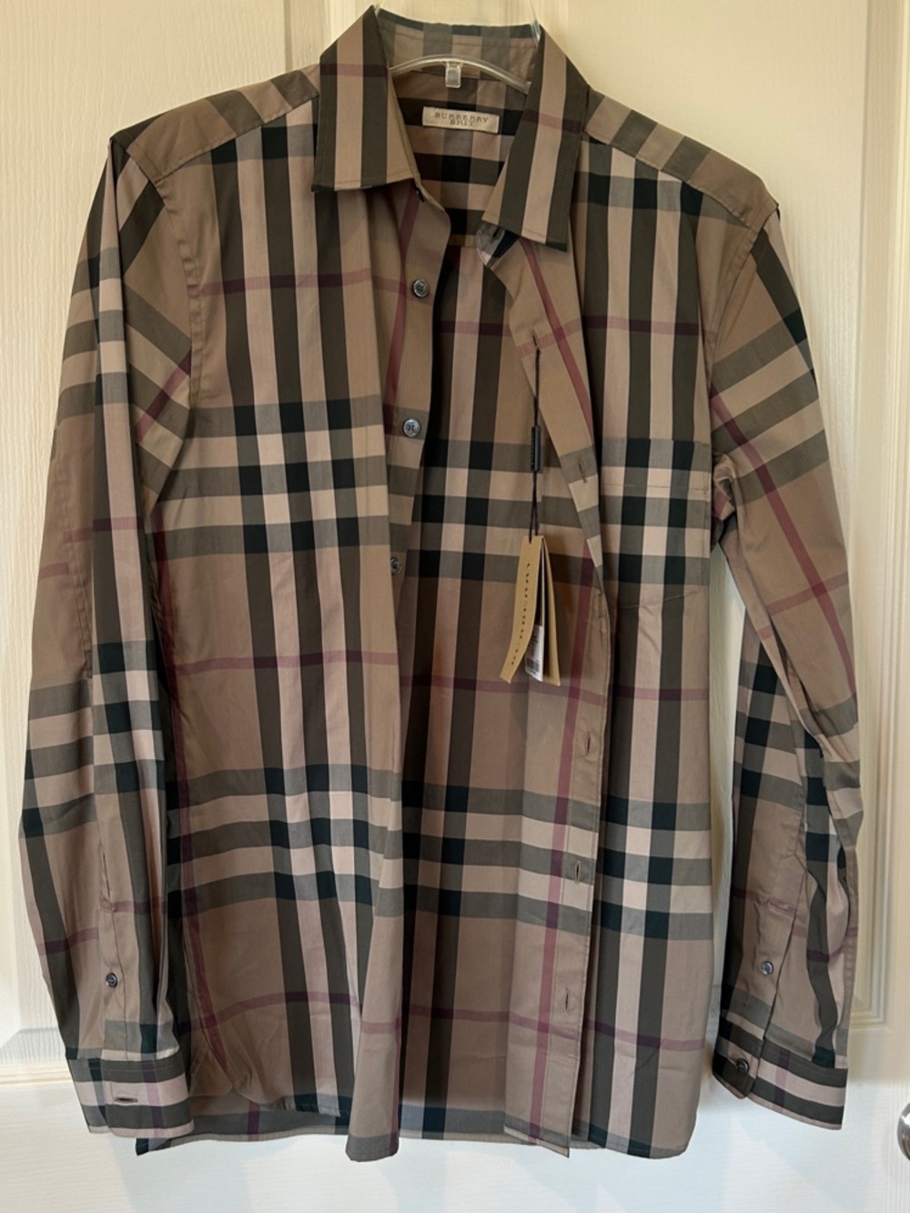 Burberry Nelson Men's Plaid Button-Front Shirt in Pebble